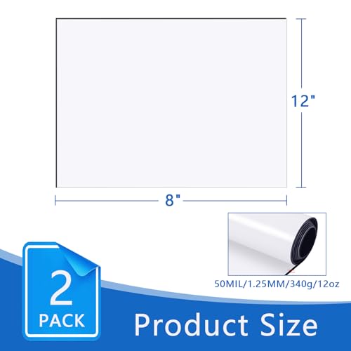 Image of 2 Pack Blank Car Magnets, 12 inch x 8 inch Custom Car Magnet Signs for Vehicle, Flexible Magnetic Bumper Sticker Sheet for Car to Advertise Business and Personalized Decal, Prevent Scratches Dents