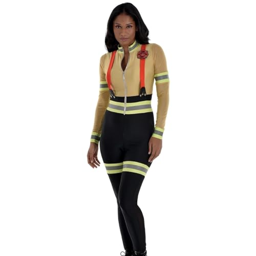 Amscan Costume de pompier multicolore pour femme, taille M (6-8) – Coupe confortable, idéal pour Halloween, cosplay, événements à thème et plus encore