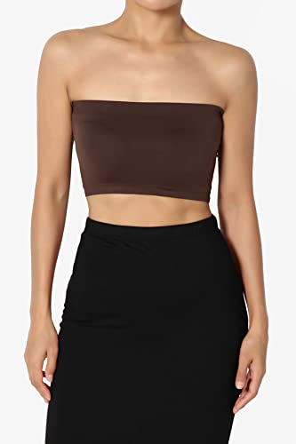 Image of TheMogan Women's Seamless Bandeau Bra Tube Top Strapless Nylon /Span Stretch Bralette