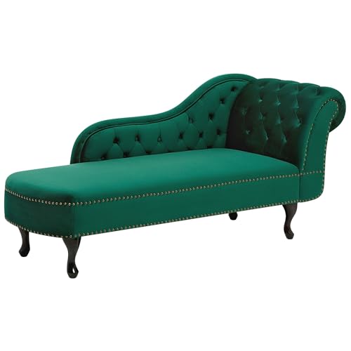 Récamiere Beliani Retro Chaiselongue Samtstoff rechtsseitig grün