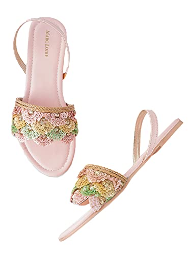 Image of Marc Loire Women's Embroidered and Embellished Flat Fashion Sandals
