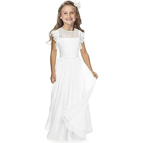 Sittingley Fancy Ruffle A-Line Flower Girl Dress Girls Holy Communion Dresses for Wedding Pageant 1-12 Year Old Cover