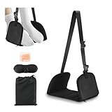 kelav Fußstütze Flugzeug, Flugzeug Fußstütze mit Verstellbarer Hängematte, Inklusive Tragetasche, Schlafmaske und Ohrstöpsel für Reisen im Auto und Lange Flüge