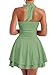 Kaximil Women's Sexy Halter Ruffle Hem Mini Dress Ruched Waist Corset Short Party Dresses, Small, Pea Green