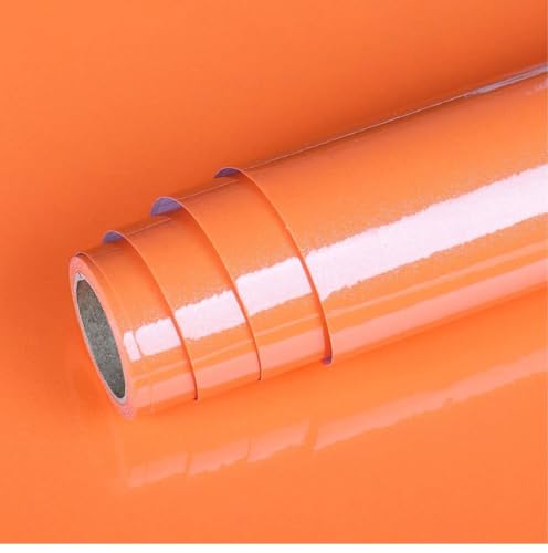 Image of ONETON Glossy Orange Contact Paper Decorative Self Adhesive Counter Top Peel and Stick Wallpaper for Kitchen Cabinets Shelf Drawer Liner Desk Dresser (Orange Glossy WP, 12x120 inch)