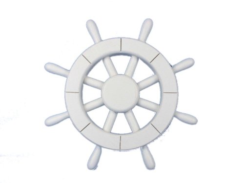 Hampton Nautical White Ship Wheel, 12" #TOP13