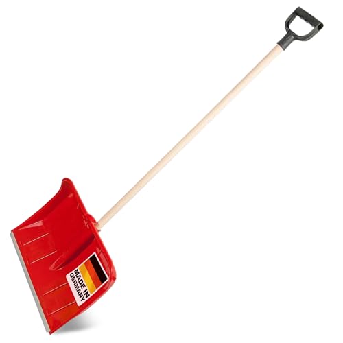 SHW-FIRE | Schneeschieber 50 cm breit, robuster Holzstiel, Schaufel aus Kunststoff, und Aluminiumkante, Schneeschaufel optimal für Schnee räumen auf Gehwegen & Einfahrten | Made in Germany