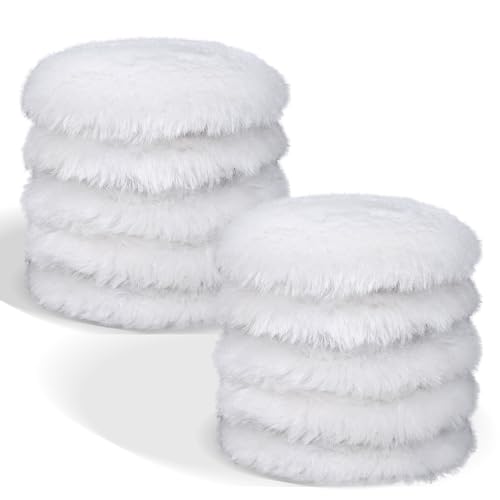10 PCS 3 Inch Wool Polishing Pad Hook and Loop Buffing Wheel for Orbital Polisher Buffer Synthetic Polisher Wheel (3 Inch Small Size)