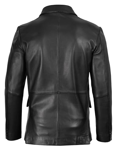 Image of fjackets Mens Leather Blazer Jacket - Real Lambskin Leather Sport Coat, 2-Button, Fully Lined, Business to Weekend