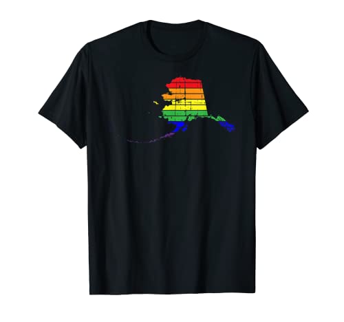 Distressed State of Alaska LGBT Rainbow Gay Pride T-Shirt