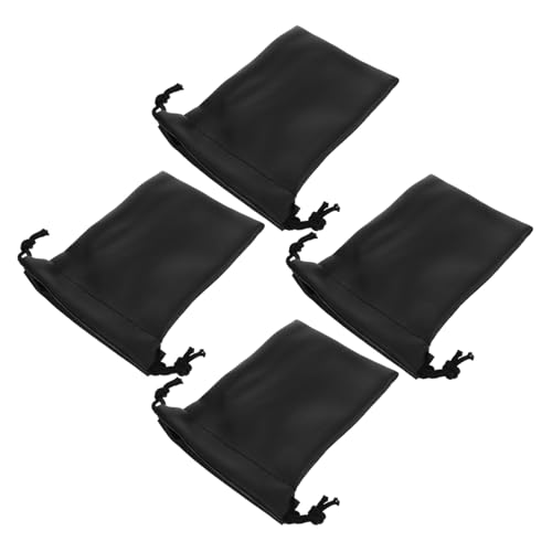 Vaguelly 4pcs PU Microphone Bag with Drawstring Closure Durable Mic Carrying Pouch for Storage Protects Against Dirt Debris for Recording Outdoor Use