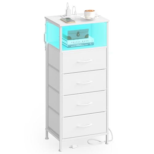 SONGMICS BELLAH Collection - Nightstand with Charging Station and App-Controlled Adjustable LED...