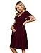 KOJOOIN Damen Umstandskleid V-Ausschnitt Stillkleid Casual Schwangerschafts Kleider mit Rüsche Grape(Kurzarm) M
