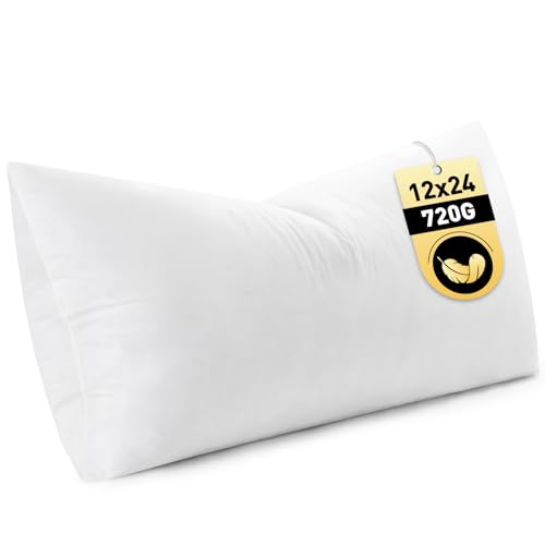 MIULEE 12x24 Inch Down Feather Pillow Insert with Cotton Fabric