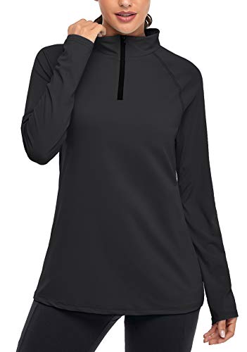 Cestyle Black Shirts For Women, Plus Size Sun Protective Tunic Tops Ladies Climbing Lightweight Workout Quick Dry 1/4 Zip Pullover Ventilate Casual Comfy Shirt Black Xx-Large #TOP2