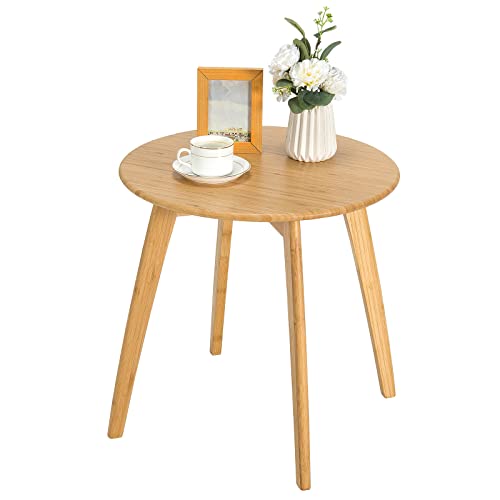 Costway End Table, Bamboo Round Side Table W/ 4 Splayed Legs & Round Tabletop, Small Coffee Table Plant Stand For Living Room, Bedroom, Balcony, Easy Assembly, Natural Wood Color #TOP7