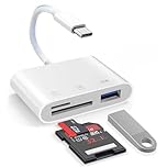 SD Card Reader, SD Card Adapter with Dual Slot SD MicroSD USBC Memory Card Reader for iPhone 17 16 15, i Pad, Mac, MacBook Pro/Air, Android Type C Digital Camera Adapter(USB C 3 IN 1)