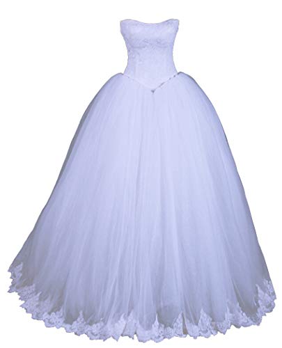 Zorayi Robes de mariée Robe de Mariage Longue Vêtements de mariée Dentelle Tulle Femmes sans Bretelles Blanc Taille 58 Cover
