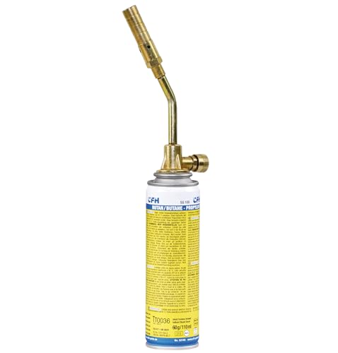 CFH Feinlötbrenner FB 131 - Präziser Gas Lötbrenner inkl. Spezial-Gas SG 105, ca. 0,80 kW Leistung und ca. 690 °C Arbeitstemperatur, Ø 14 mm Feinlöt Brenner, mit Sicherheitsständer und Feinregulierung