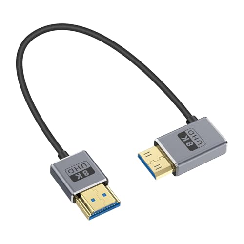 Câble court HDMI vers Mini HDMI 8K angle gauche pour supprimer l'encombrement des fils