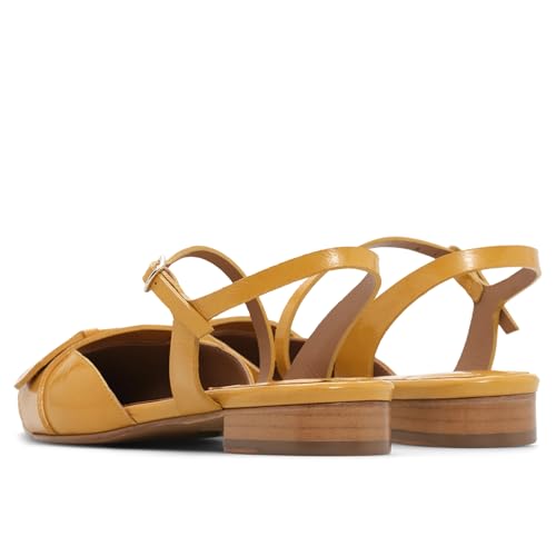 anteikira Women's Square Toe Buckle Flats Ankle Strap Closed Toe 1 Inch Chunky Low Heel Pumps Comfortable Fashion Work Office Party Wedding Dress Shoes4