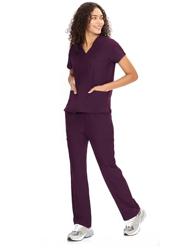 image for COZYFIT Scrubs for Women Set Medical Uniform - V-Neck Top & Straight L