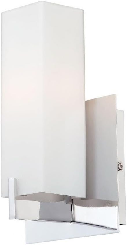 Elk Home Moderno 1-Light Wall Sconce - 8-Inch Modern Bathroom Light in Chrome with Opal White Glass, Minimalist Vanity Sconce for Bathroom Mirror, Hallway, Powder Room