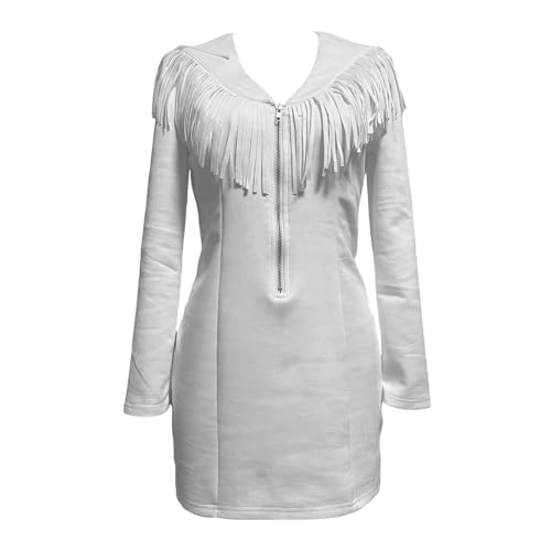 Robe moulante à franges western extensible et confortable en soirée
