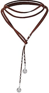 Kercisbeauty Boho Brown Wrap Velvet Choker Long Chain Tassels Necklace for Women (Brown)