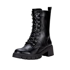 Black Pu-combat Boots-9650a