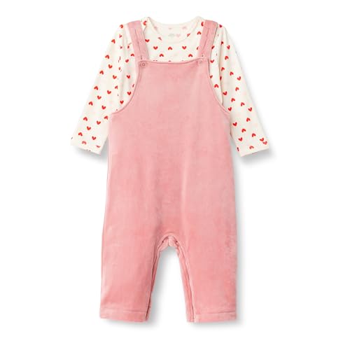 Image of Amazon Essentials x Sofia Grainge Unisex Babies' Velour Overall and Long Sleeve Bodysuit Set