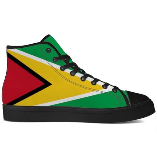 Guyana Flag High Top Shoes High Top Canvas Sneakers Lace Up Black Shoes for Men Women2