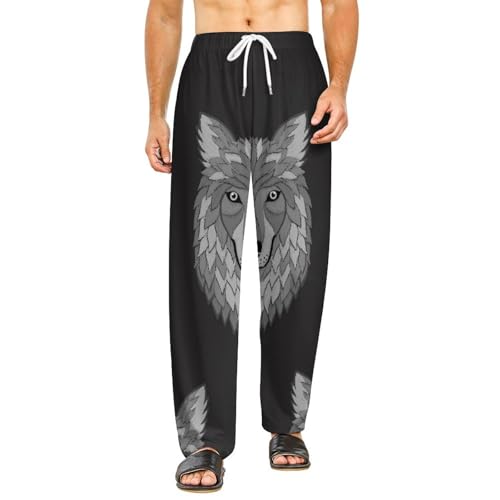 Bas de pyjama femme long Loup Noir pantalon de nuit détente avec poches taille S confortable