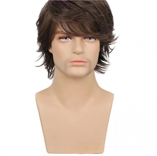 Perruque courte brune synthétique résistante à la chaleur pour femme - 3