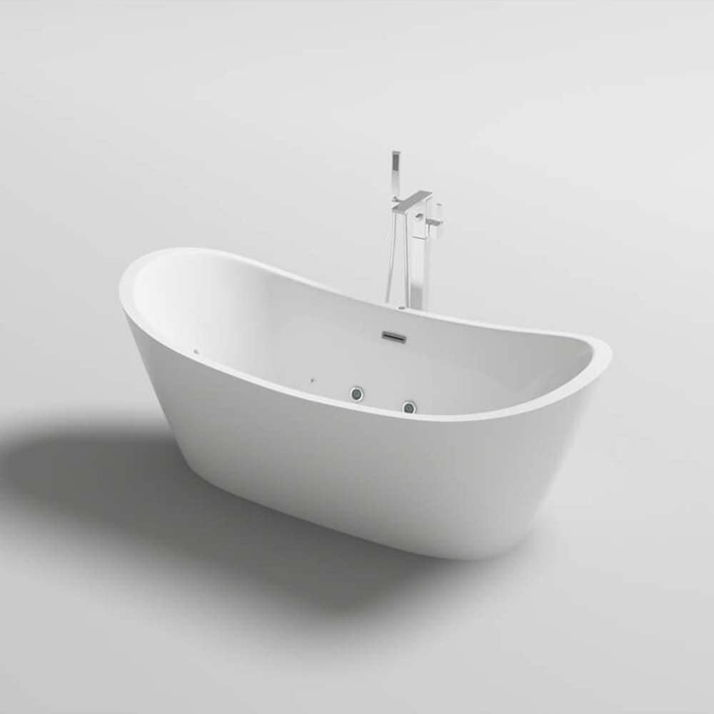Home Deluxe - freistehende Badewanne mit Whirlpoolfunktion - OVALO PLUS - Maße 180 x 90 x 72 cm - inkl. komplettem Zubehör I Whirlwanne, Whirlpool für 2 Personen