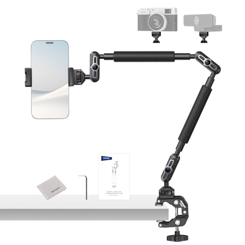 NEEWER Magic Arm Support de caméra,Support de Micro,Bras articulé de 55,9cm,Pince en C,1/4' et 3/8' filetages pour Arri,Microphone,Webcam,caméra d'action,Lampe vidéo,Chiffon de Nettoyage,UA057