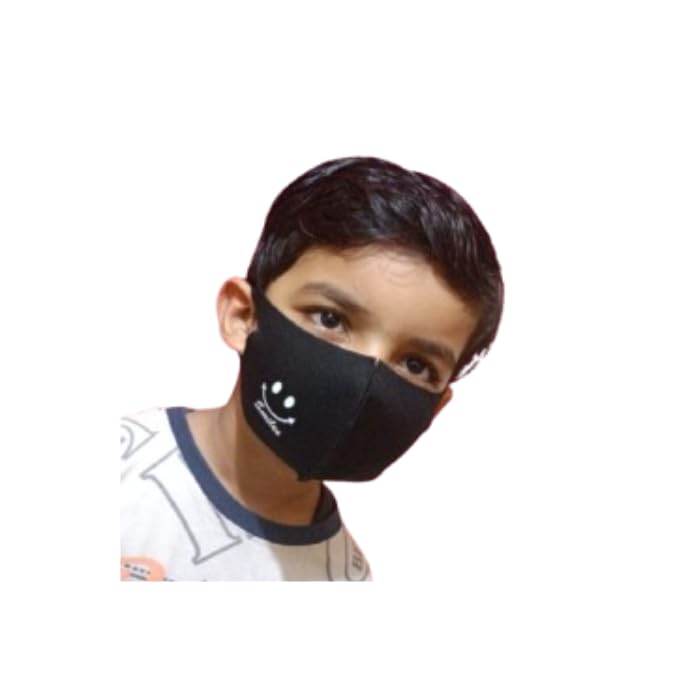 Smile Scuba Cotton Kids Face Mask with Adjuster Reusable & Washable Cotton Kids Mask For 3-7 Years Old Boys & Girls Designer Mask For Children