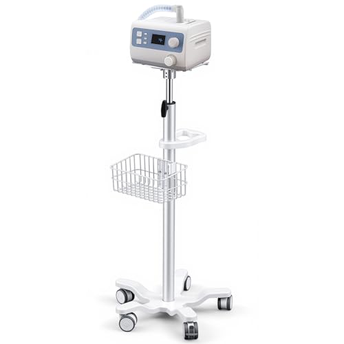 Image of DaisyInner Adjustable Mobile Medical Cart with Wheels, Load up to 33 Lbs, Laptop Rolling Cart with Storage Basket 16.5 inch x 16.7 inch Large Tabletop Medical Trolley Workstation for Hospital, Lab Use(Tray)