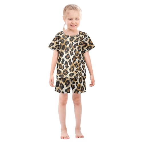 ALAZA Animal Leopard Watercolor Pajamas Short Sleeve 2 Piece Sleepwear Top and Bottom Pajama Set Unisex3