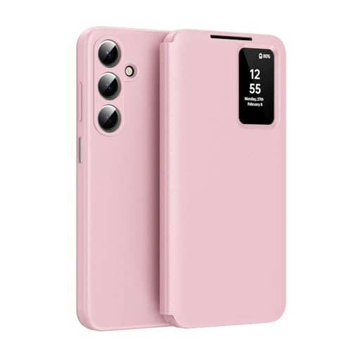 Étui intelligent Samsung Galaxy A55 5G antichoc avec rabat cuir protecteur rose