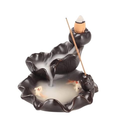 Zwenjuan Quemador de Incienso de Reflujo,Soporte de Incienso de Cerámica,Soporte de Quemador de Incienso de Loto de Cascada,Quemador para Decoración del Hogar,Adorno de Aromaterapia