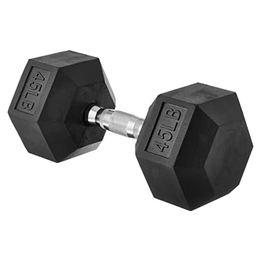Amazon Basics Rubber Encased Exercise & Fitness Hex Dumbbell, Hand Weight for Strength Training, 20 Pounds, Black