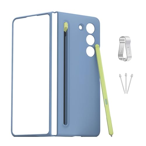 TUCANA Slim S Pen & Phone Case Combo Compatible with Galaxy Z Fold5, Storage Slot and Holder for Slim S Pen Fold Edition Without Bluetooth + 2 Tips (Ice Blue)