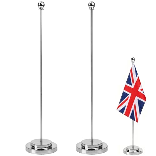 VICASKY 2pcs Desk Flag Pole with Base Metal Desk Flag Stick Conference Room Flag Pole Stable Base Flag Holder