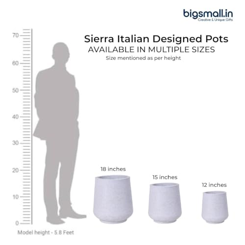 Image of Bigsmall Designed Plant Pots, Premium Durable Polymer Flower Pots for Indoor & Outdoor Plants - Lightweight, Stylish, and Weather-Resistant Garden Planters (Sierra-White Stone, 18 Inch)
