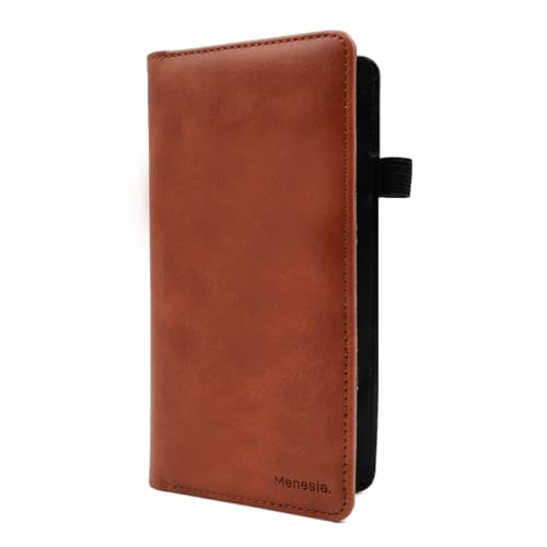 menesia Checkbook Cover for Men & Women, Men\'s RFID Leather Check Book Holder Wallet(Brown Checkbook)