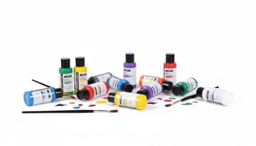 Image of Acrylic Fabric Paint Set 14 Colors with 4 Paint Brushes & Mixing Palette | Rich Pigmented Fabric Colours for Clothes, Canvas, Shoes, Wood, MDF, Ceramic, Stone, DIY Art & Craft Painting Kit (Lanpo Fabric Colours 14 Piece Set)