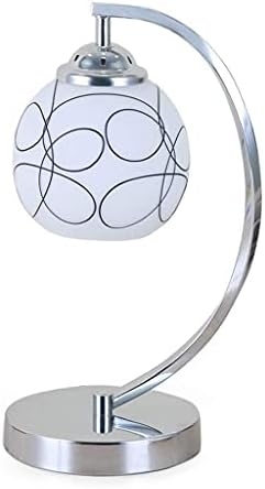 YeSBTx Table Lamp Reading Lamp Decorative Led, Nightstand Iron Lamp, Bedroom Living Room Office Decoration Desk Lamp E27 Silver,Push Button,Push Button/Push Button/Push Button