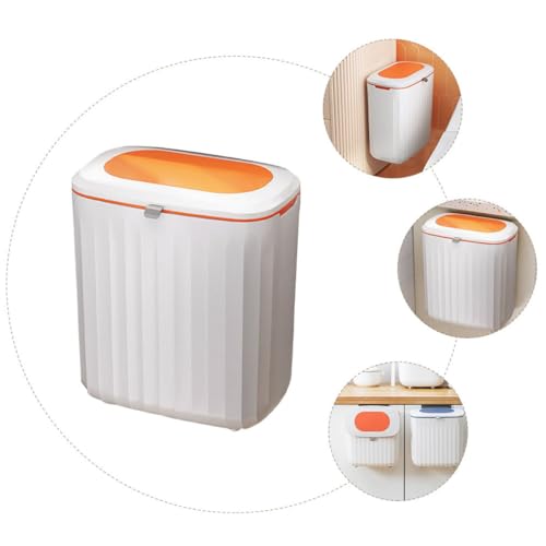 Caneca de basura colgante para cocina con tapa 8L naranja miniatura 6