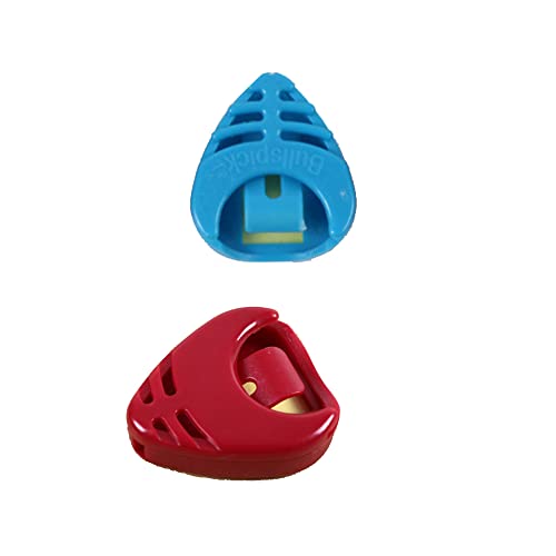 Rayzm Lot de 2 supports en plastique pour médiators de guitare, rouge et bleu clair - Les Beatles, Paul McCartney, John Lennon, RIngo Starr, George Harrison Rayzm Lot de 2 supports en plastique pour médiators de guitare, rouge et bleu clair